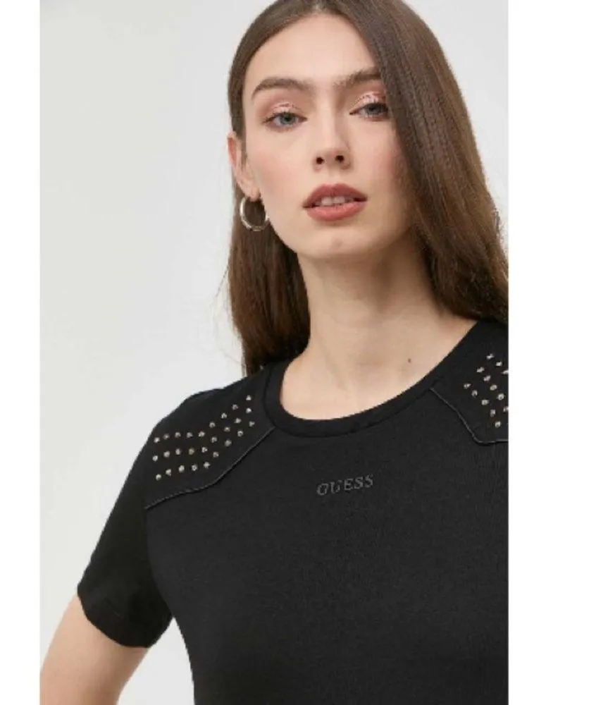 Guess Eco Katarina Embellished Crewneck Tee in Jet Black, New w/Tag $79 - Image 3