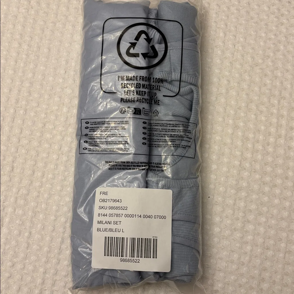 New Set! FREE PEOPLE free-est MILANI Skirt Sleeveless Top Size LARGE Light Blue - Image 10