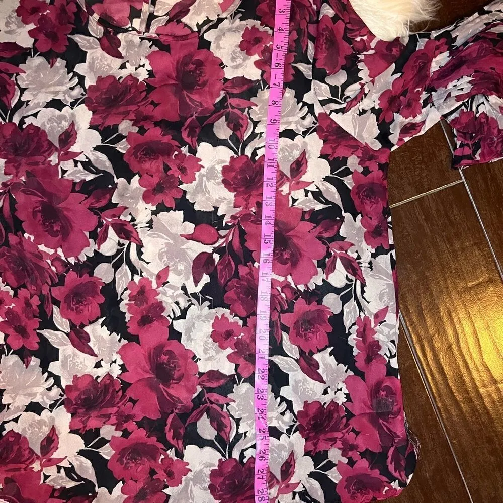 Est. 1946 burgundy floral ruffled sleeved blouse sz 26/28W - Image 5