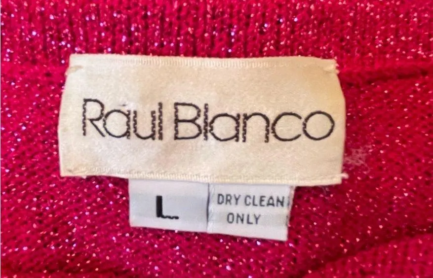 Vintage 1980s Raul Blanco Designer Metallic Knit Color Block Dress Large Black - Image 8