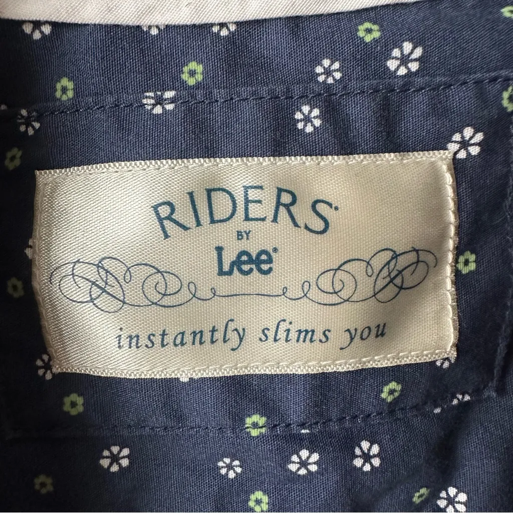 riders by lee womens short sleeve collered blouse polka dots XL Slimming Cotton - Image 2