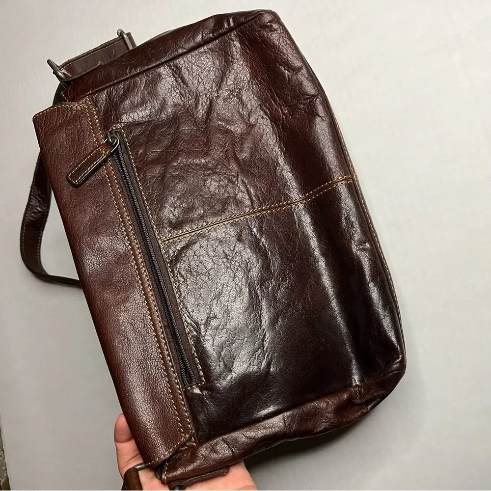 Jack Georges Voyager Olivia Flap Over Brown Leather Crossbody Handbag RFID - Image 13