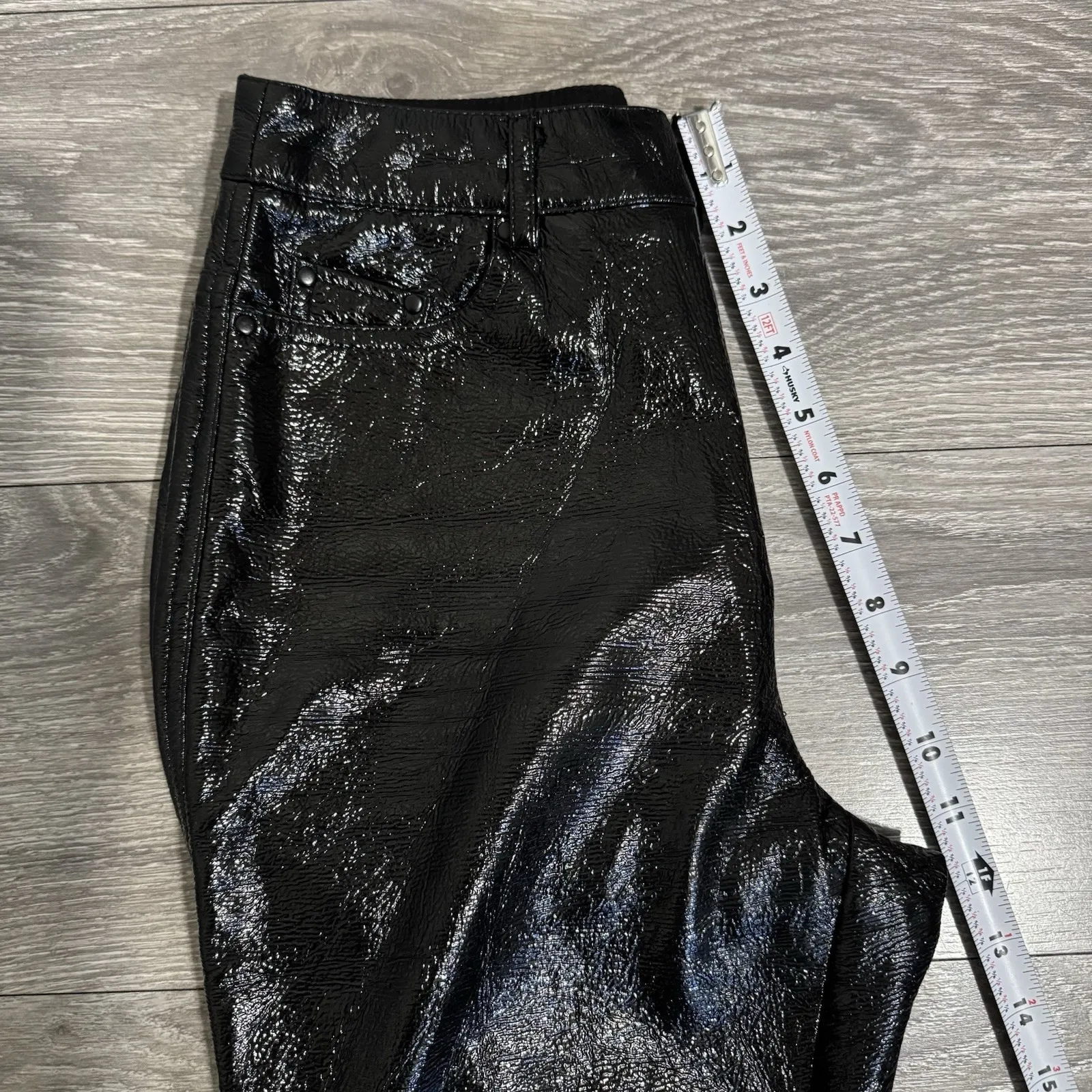 Stradivarius Women Black Polyurethane Modern Skinny High Rise Size 2 - Image 8