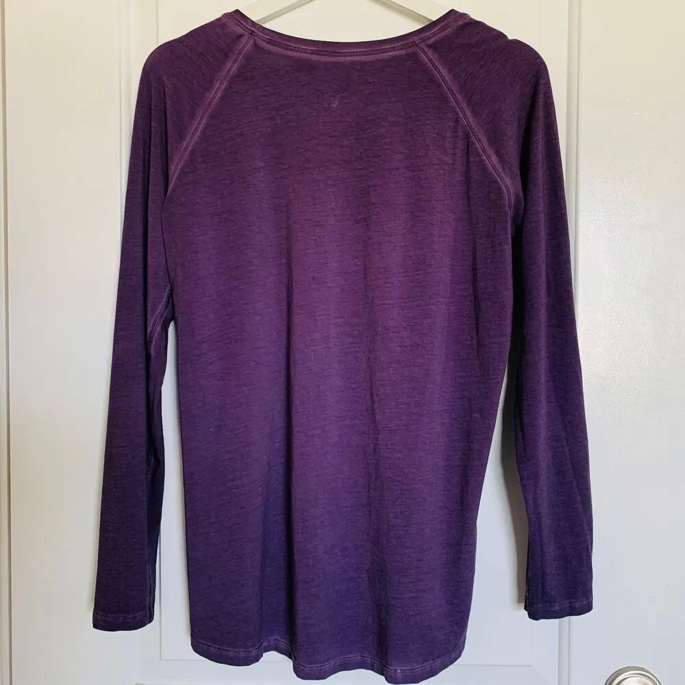 Lululemon Emerald Faded Washed Purple Ink Pima Cotton Long Sleeve Top | Size 8/M - Image 8
