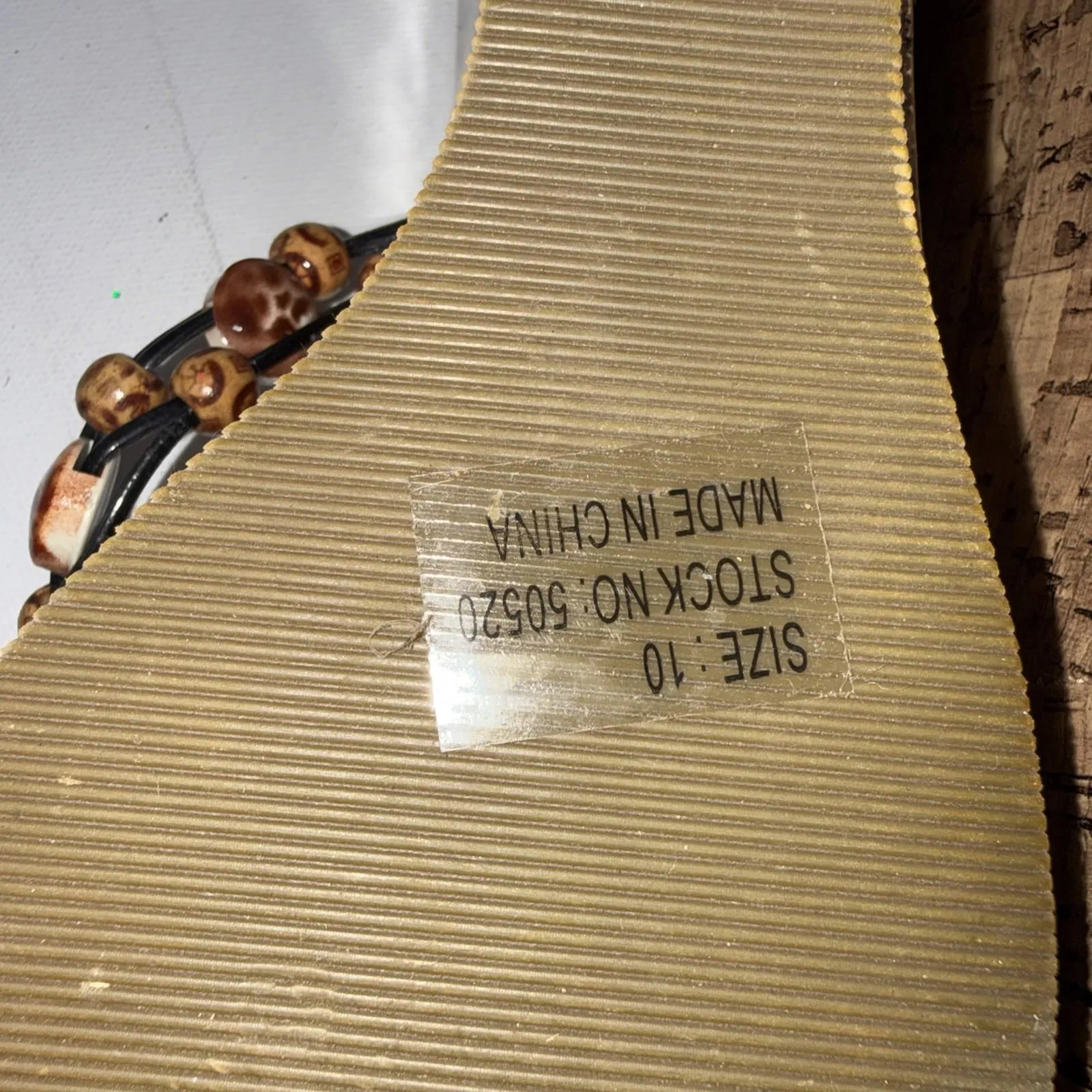 SandTracks Beach Beads Seashells Thongs Cork Wedge Women's Sandals 10 NEW Black - Image 11