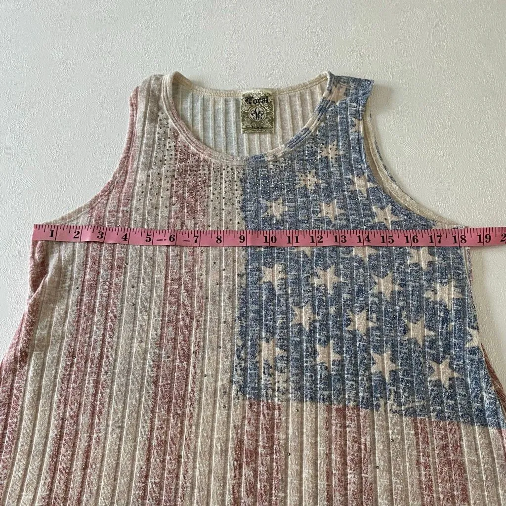 Vocal USA American Flag Tank Dress Sleeveless Distressed Ribbed Top Women’s Size - Image 4