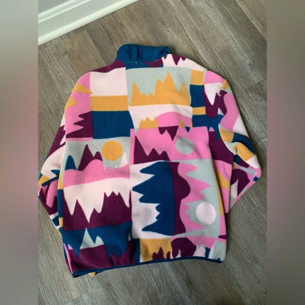 NWT Patagonia Synchilla Full Zip Jacket Teddy Jacket Retro Multi Color Pink Blue - Image 6