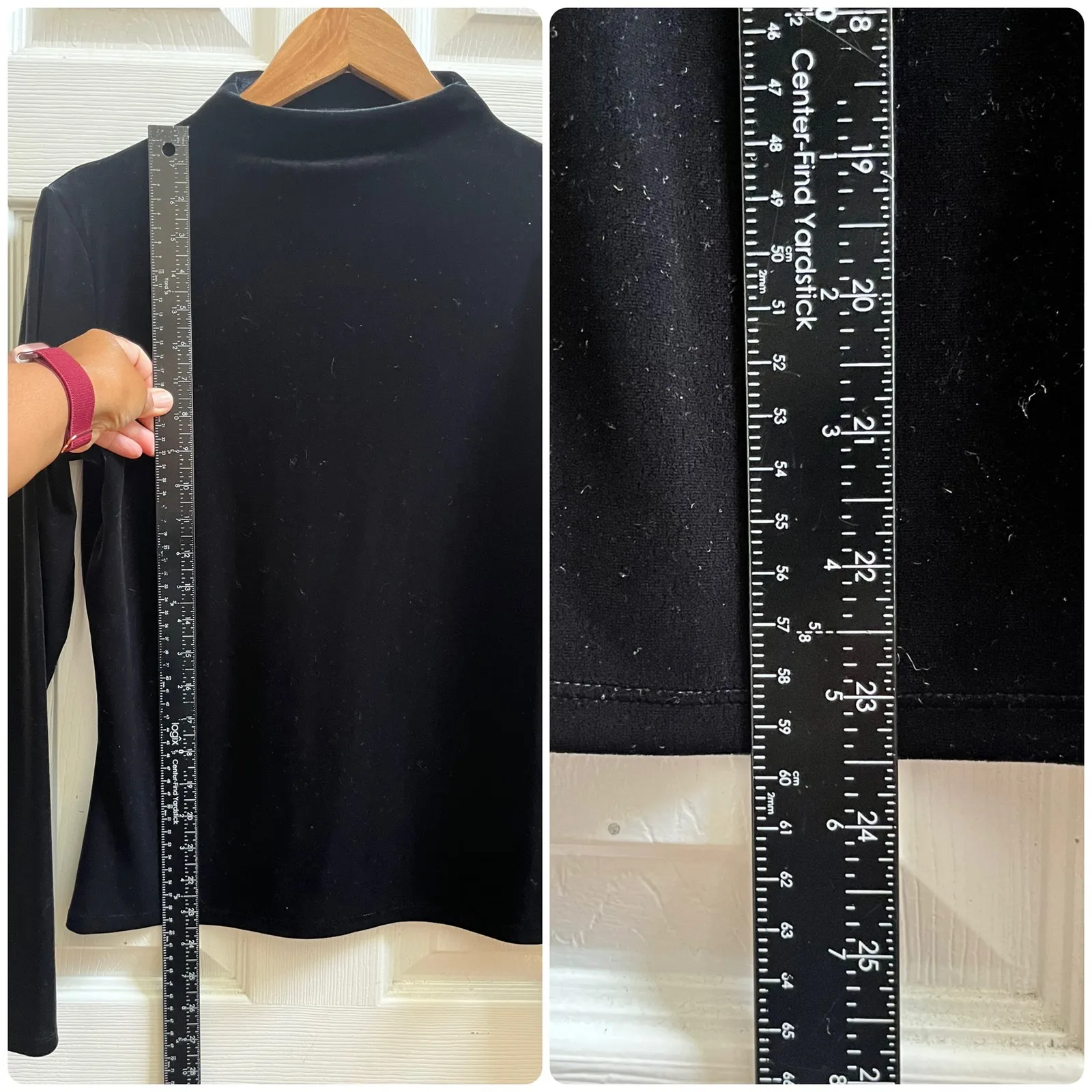 Only Hearts Helena Stuart Black Velour Mock Neck Pull Over Blouse Medium Chic - Image 9