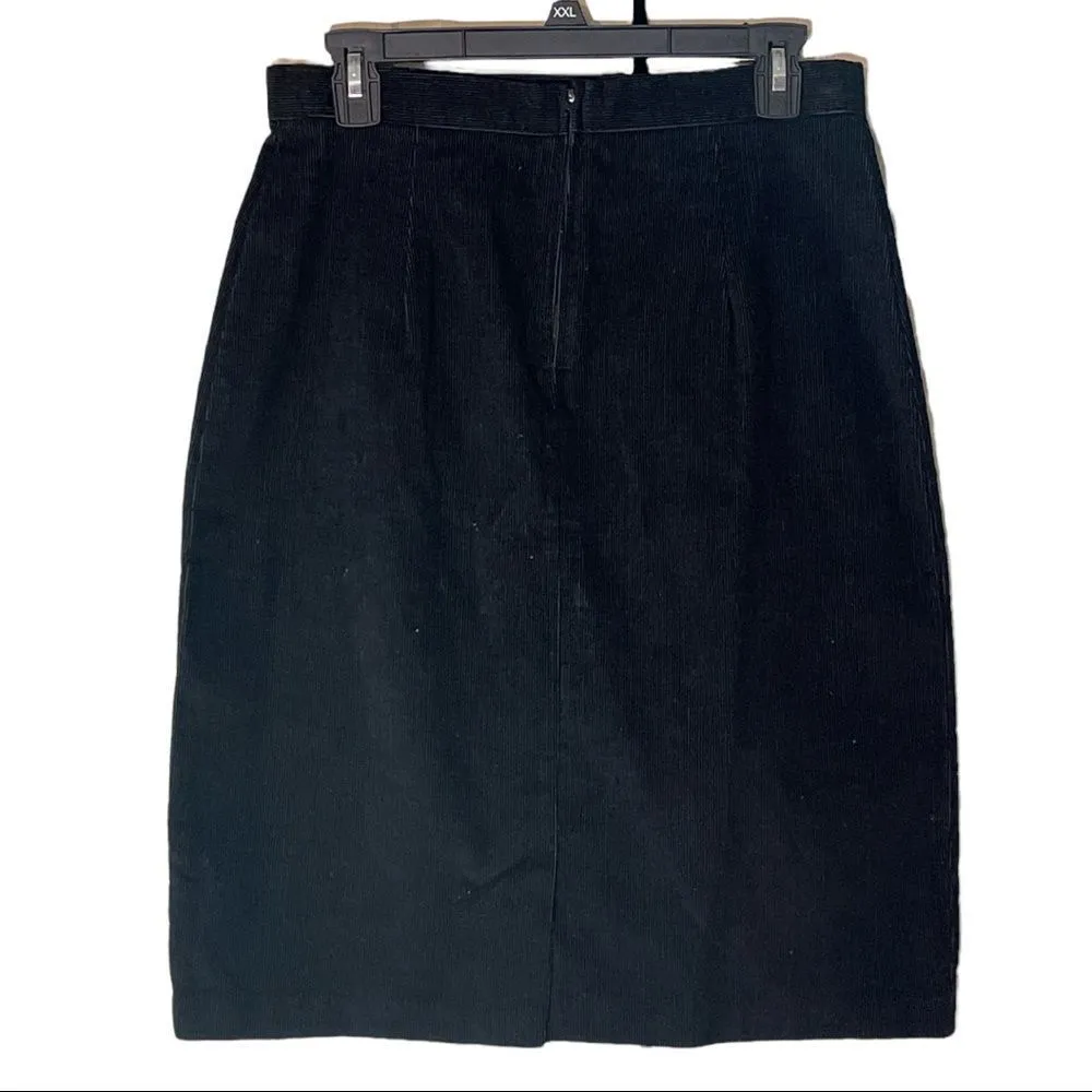 Vintage Black Corduroy Knee Length Pencil Skirt Size undefined - Image 2