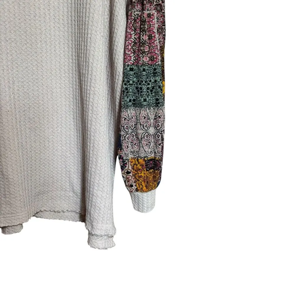 UMGEE Tunic Top Womens 1XL Multicolor Boho Art To Wear Waffle Knit Blouse - Image 5