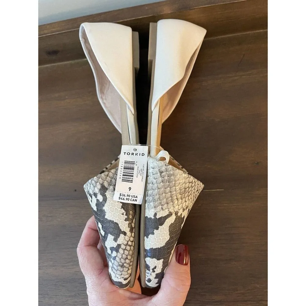 Torrid Faux Leather Snakeskin Print D'Orsay Flats Slip-On Shoes Women's 9W NEW - Image 4