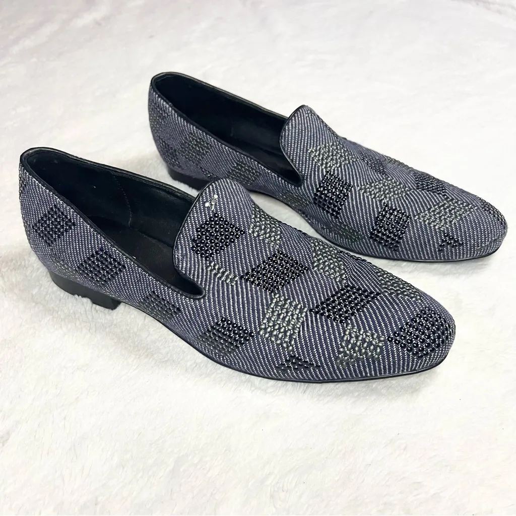 Donald J. Pliner LYLE Blue Embellished Luxury Loafers Size 10 Narrow Width Black - Image 6