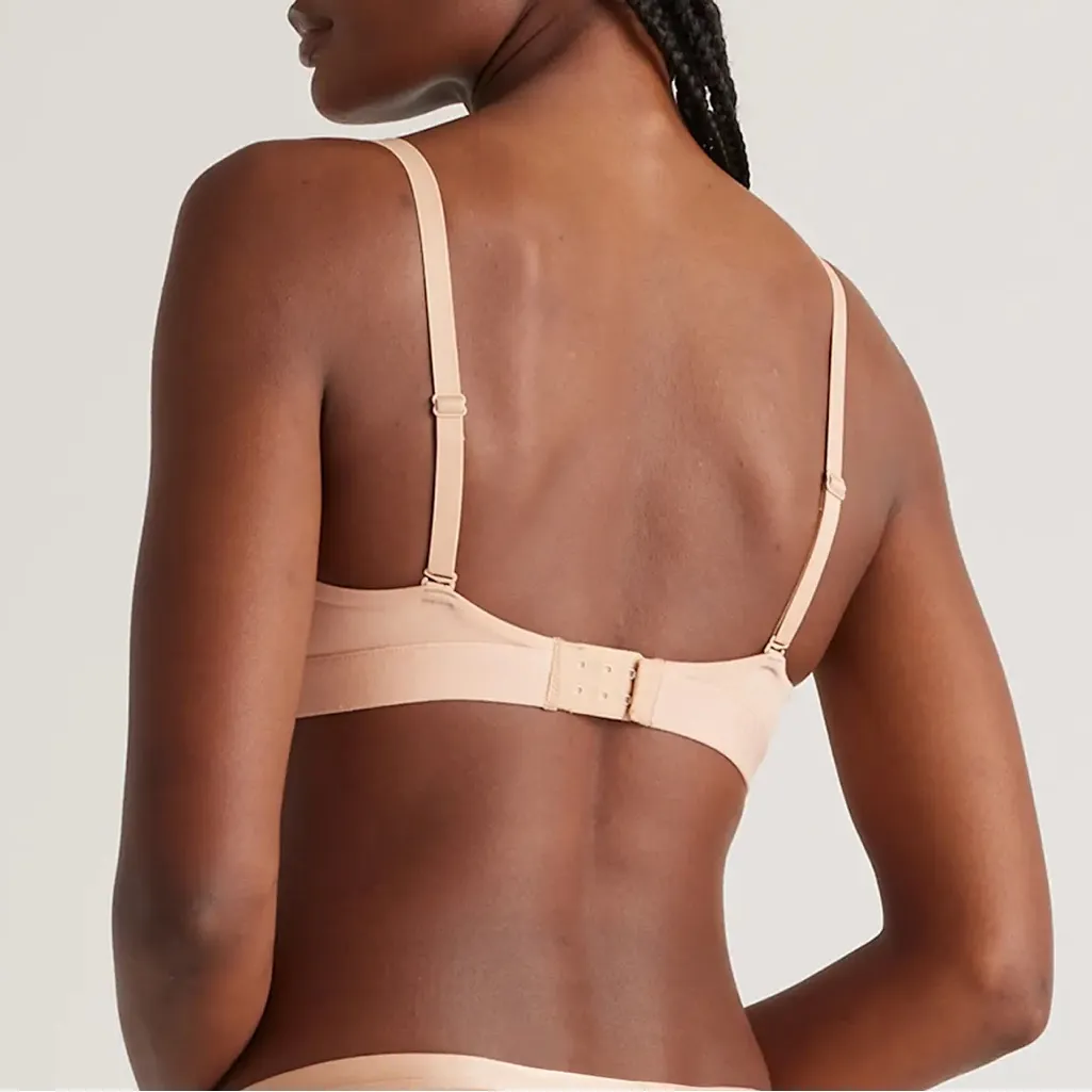 NIB Quince Warm Sand Nude Micromodal Ruched Bralette (2-pack) Sz M - Image 2
