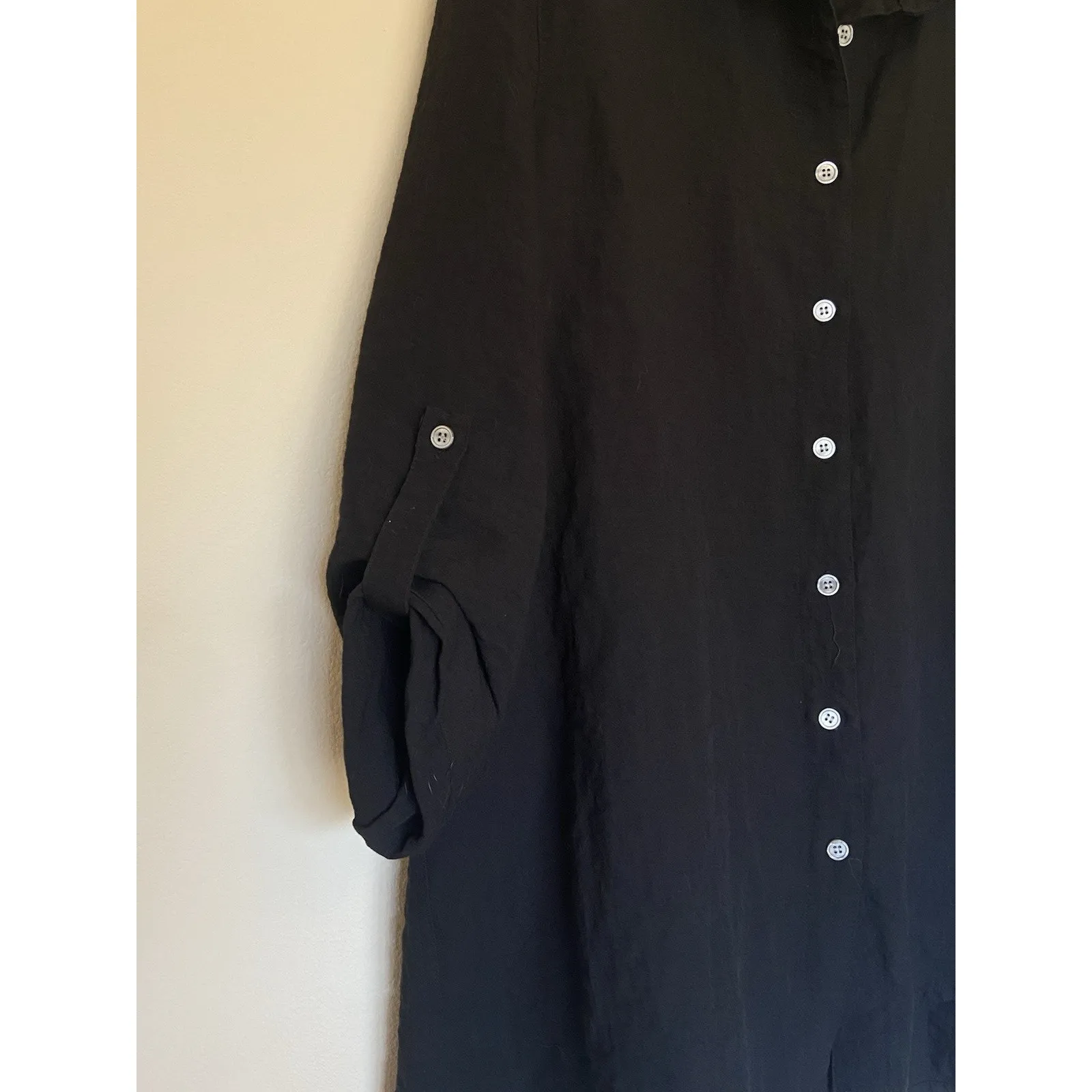 John Mark Classic Black‎ Tiered Ruffle Back Button Up Shirt Blouse Top Medium - Image 2