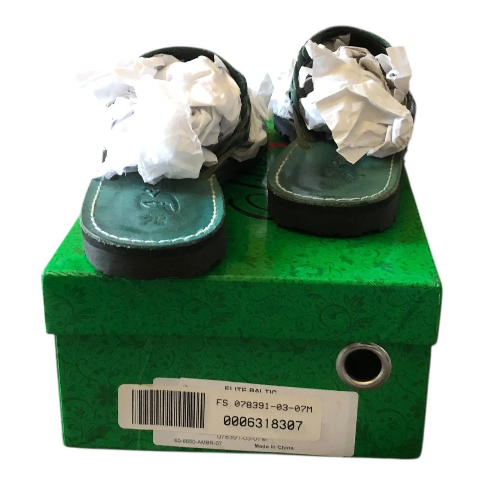 Brand X Mexico Ronn Simpson Green Leather Slip On Sandals Women's Size 7.5 - Image 7