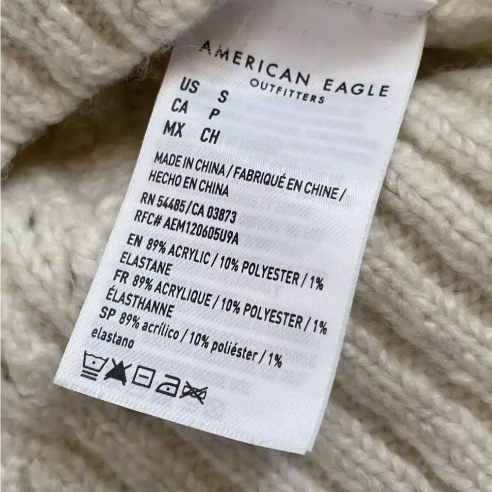 AE Cropped‎ Button-Up Cardigan Knit Sweater Woman’s Size S Cream Ivory - Image 15