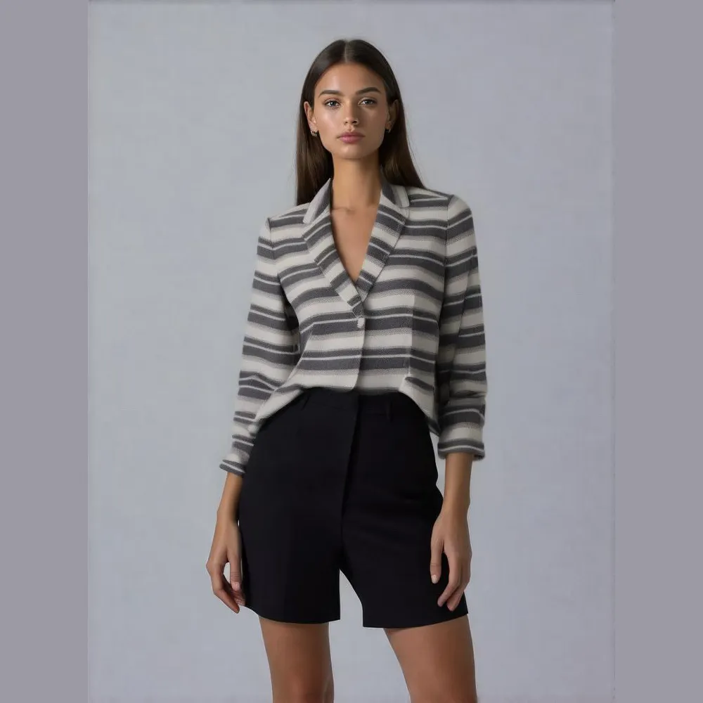 Loft - Linen Blend Striped Summer Blazer in Blue & White - Image 8