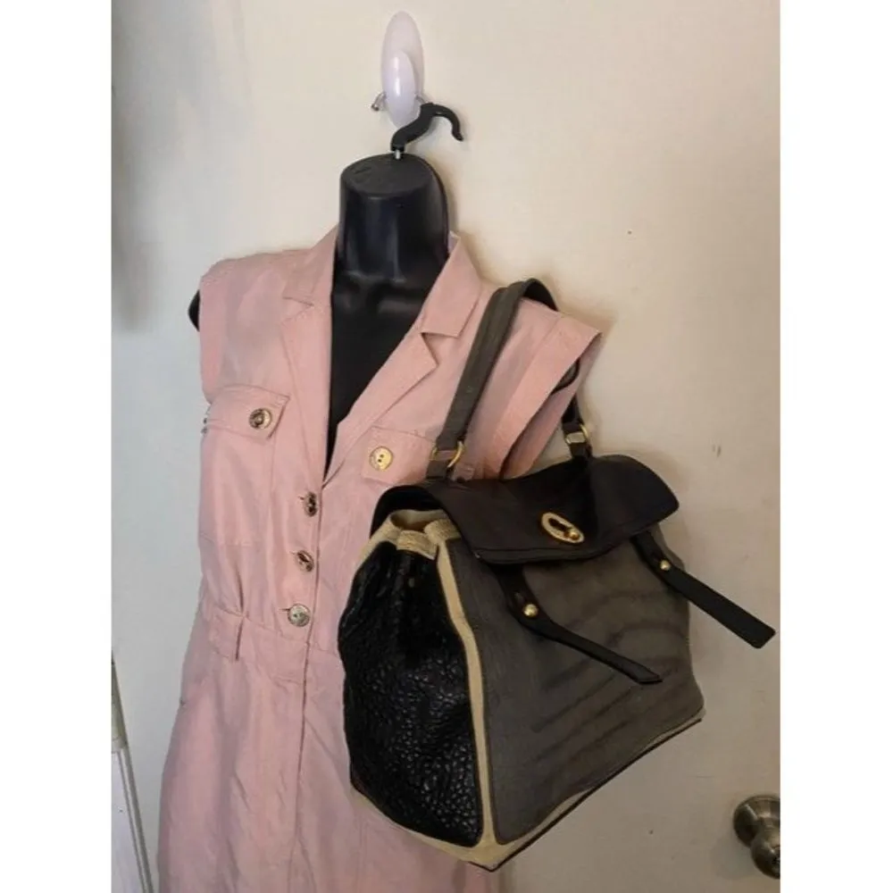 Saint Laurent Muse Two Ysl Embossed Rive Gauge Greenblack Leather Should… - Image 5