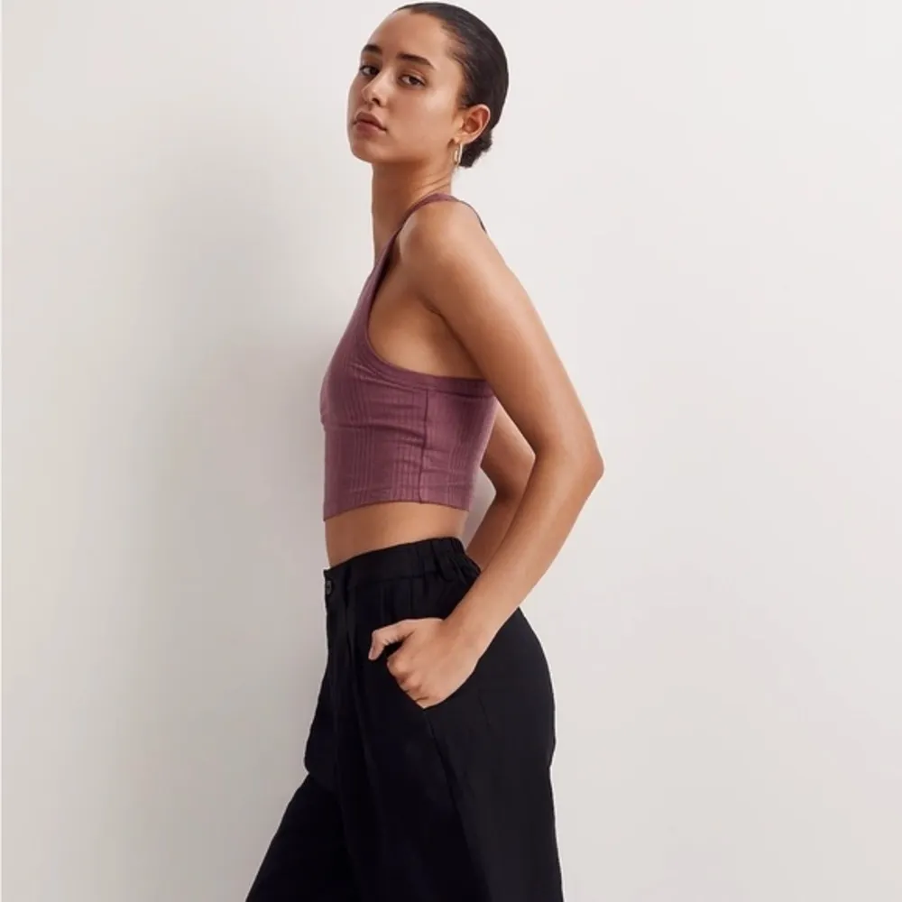 💙SALE 3/$25 MADEWELL VARIEGATED PRESSED GRAPE MAUVE BERRY RIB CROP TANK TOP XS - Image 2