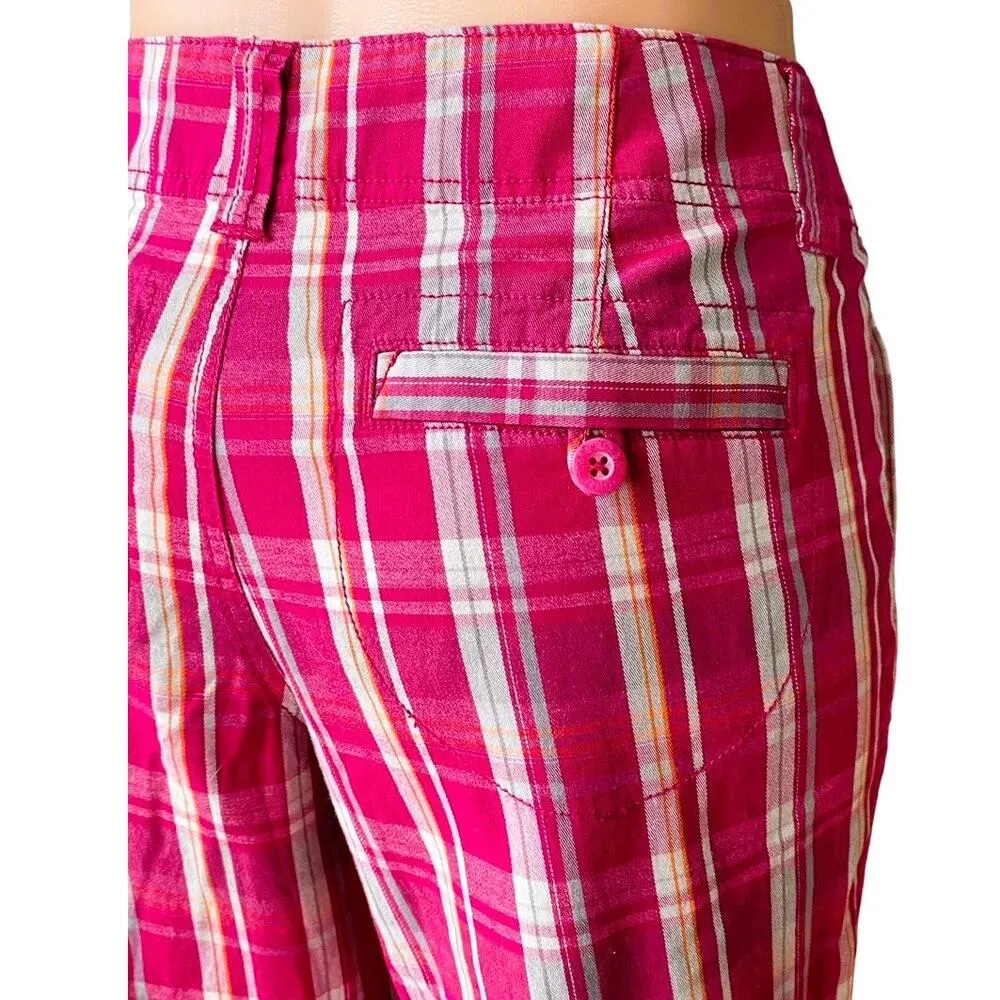 NWT ~ ROUTE 66 Bright Pink Plaid Cotton Casual Pockets Shorts ~ Women's Size 7/8 - Image 4