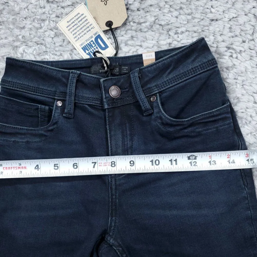 prAna Soma Skinny Jean Dark Wash Blue Tinted Black Size 0 25 Stretch - Image 9