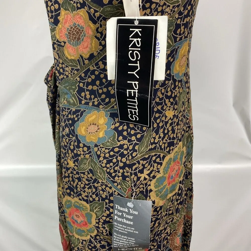 Vtg 90s Kristy Michaels 14 Petite Floral Midi Dress NWT Made in the USA Brown - Image 4