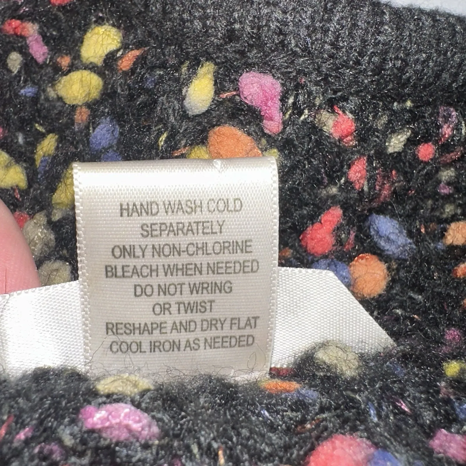 Jillian Nicole Coat Sweater Size L Crochet Hand Knit Wool Button Snap 3/4 Sleeve Black Size L - Image 4