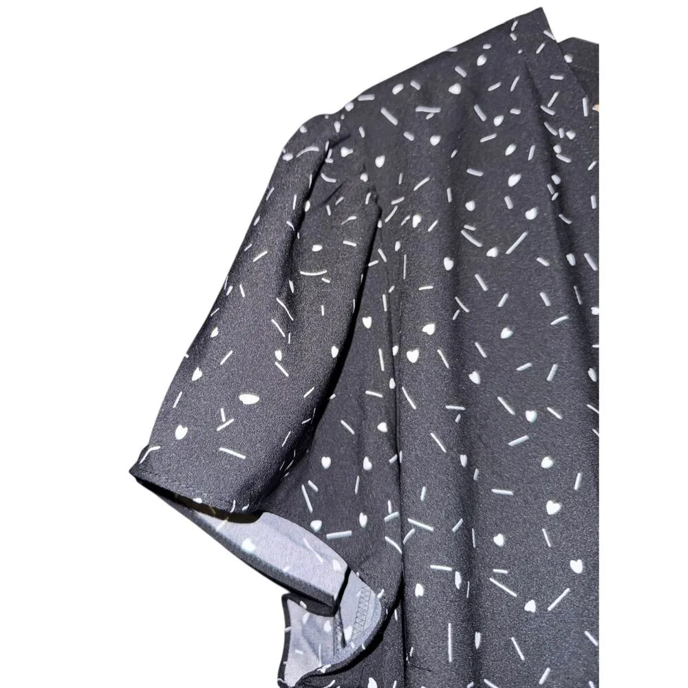 Hilary Radley Heart Short Flutter Sleeve Top Women's 3X Work Relaxed Flowy Black - Image 4