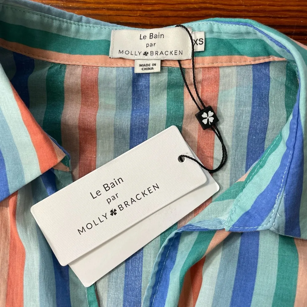 NWT Le Bain par Molly Bracken Blue Honfleur Stripe Wrap Front Jumpsuit - Sz XS - Image 11