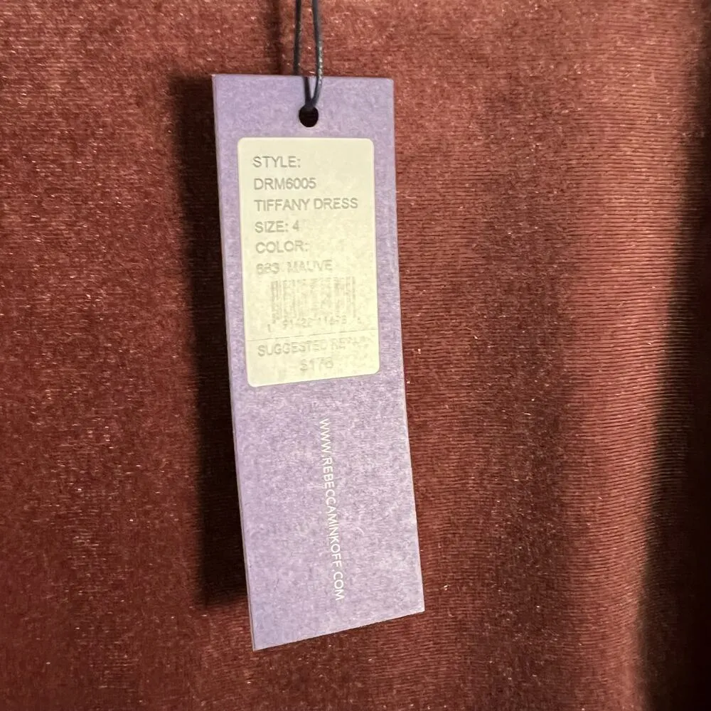 Rebecca Minkoff Tiffany Mauve Velvet Ruffle Hem Sleeveless Sheath Dress Size 4 - Image 5