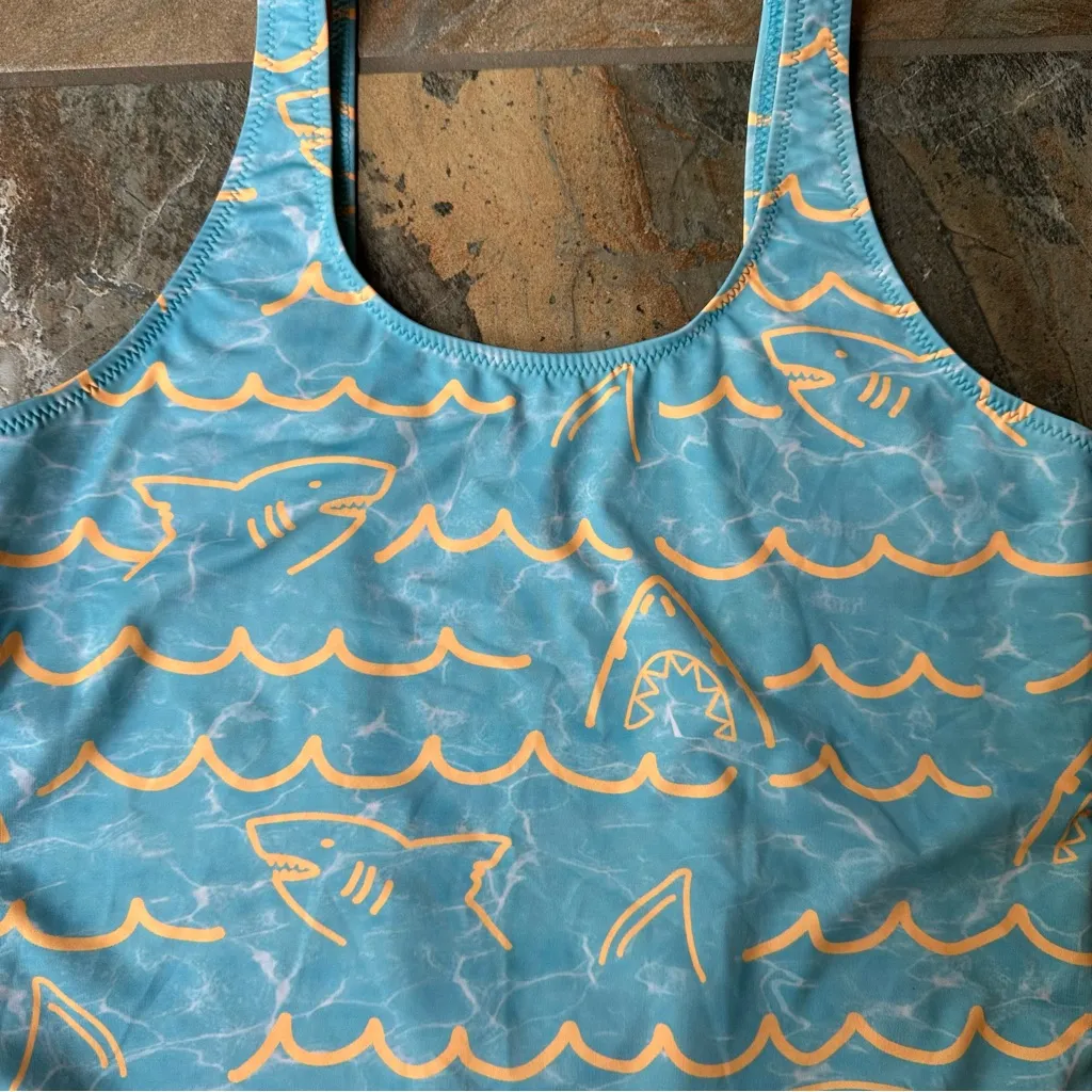 Chubbies One Piece Swimsuit Women’s Size Medium Shark Bite Print - Image 2