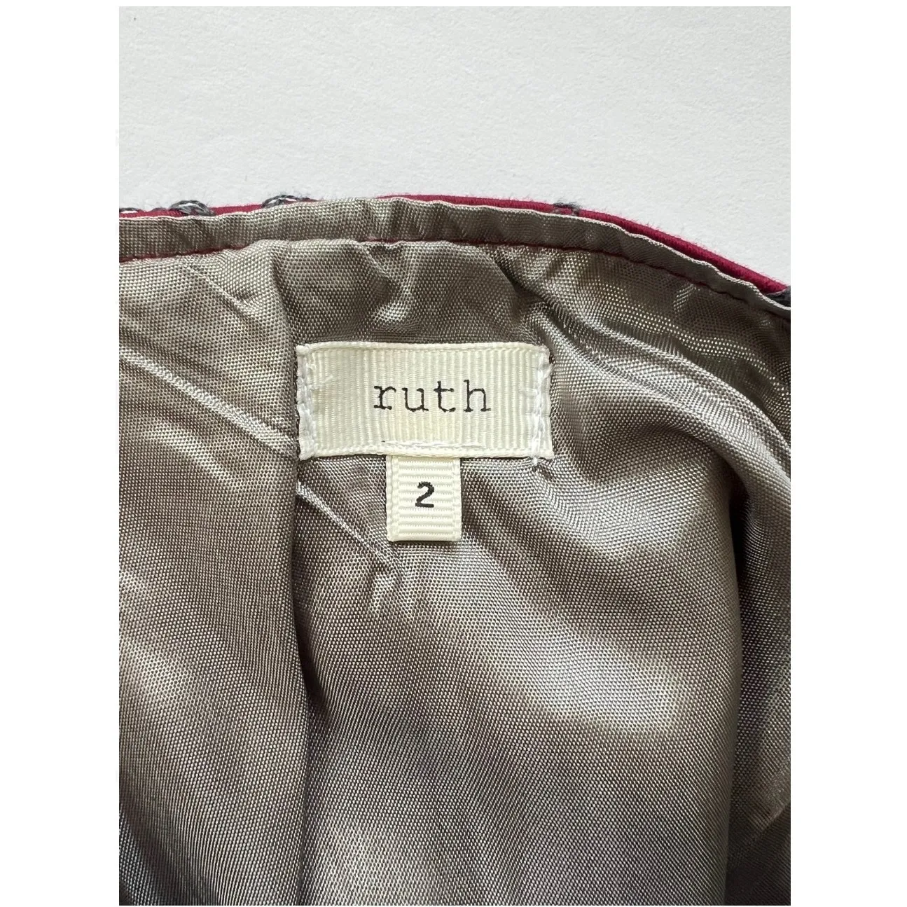 Ruth‎ Skirt woman's Size 2  Embroidered Floral Ruth Burgundy A Line Party - Image 2