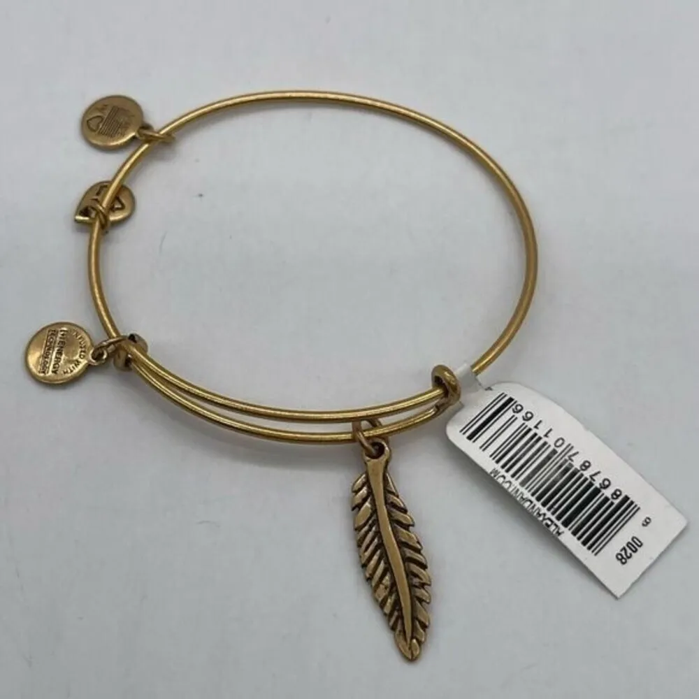 Alex and Ani Feather charm Bracelet NWT Gold - Image 3