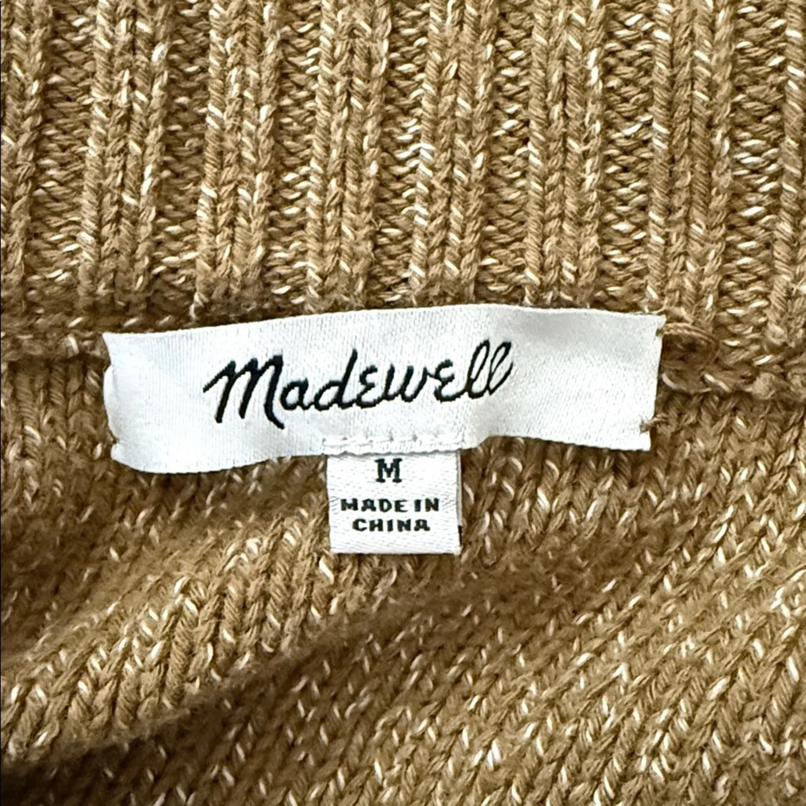 Madewell Broadway Marled Khaki Olive Cotton Knit Button Up Cardigan Sweater - Image 3