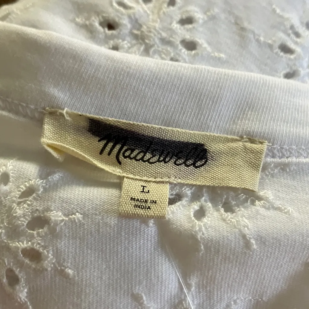 Madewell Womens White Embroidered Wide-Sleeve Boxy Tee - Image 5