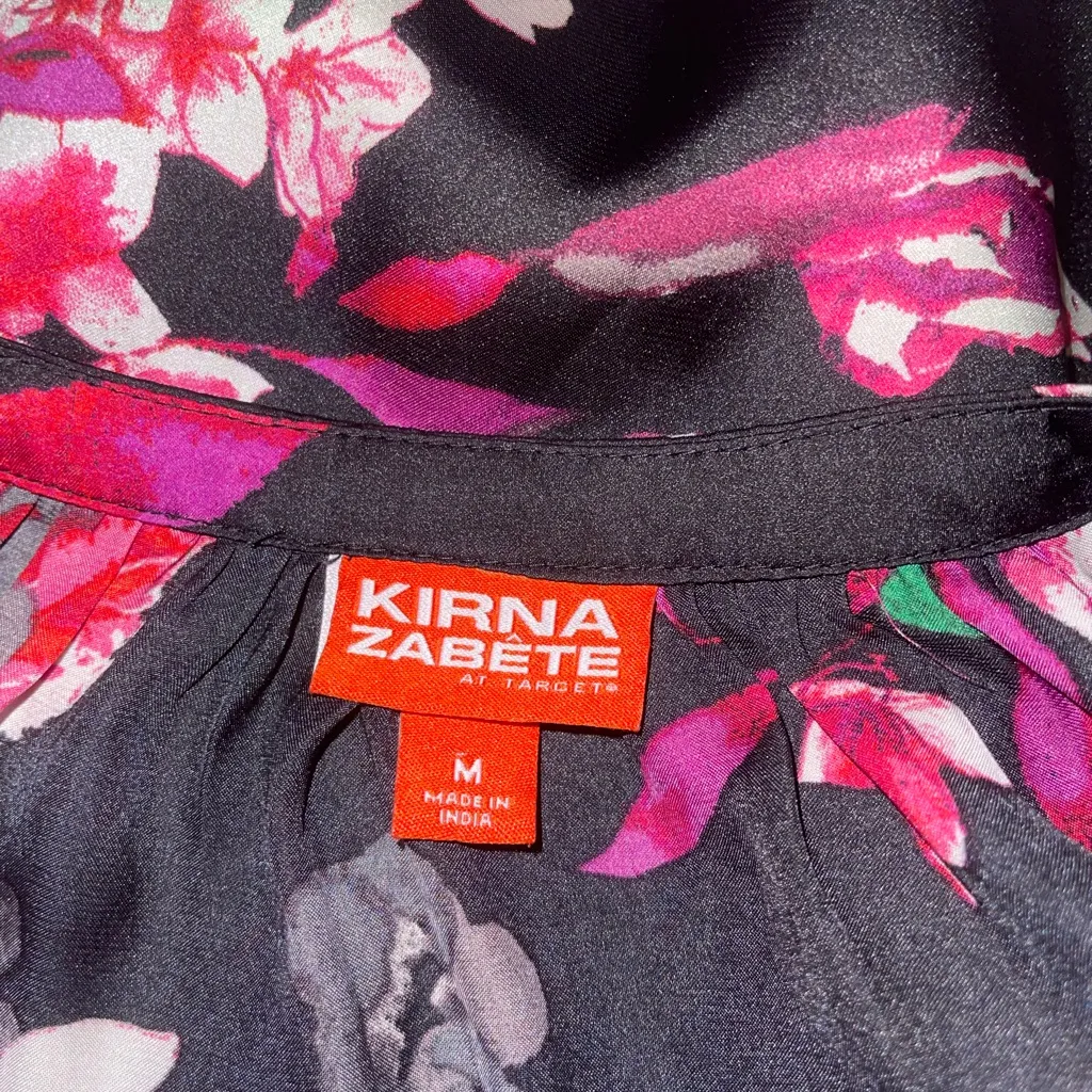 Kirna Zabete for Target Black Floral Blouse top shirt long sleeve woman’s medium - Image 9