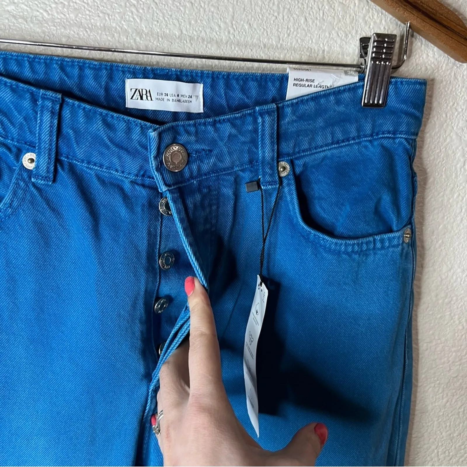 Zara blue ombre high rise cotton straight leg jeans NEW 4 - Image 4