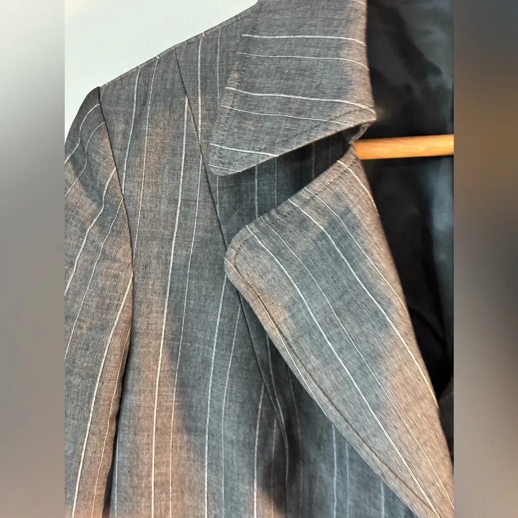 Ellen Tracy Gray Pinstripe Blazer Office Business Suit Separate Size 12 - Image 5