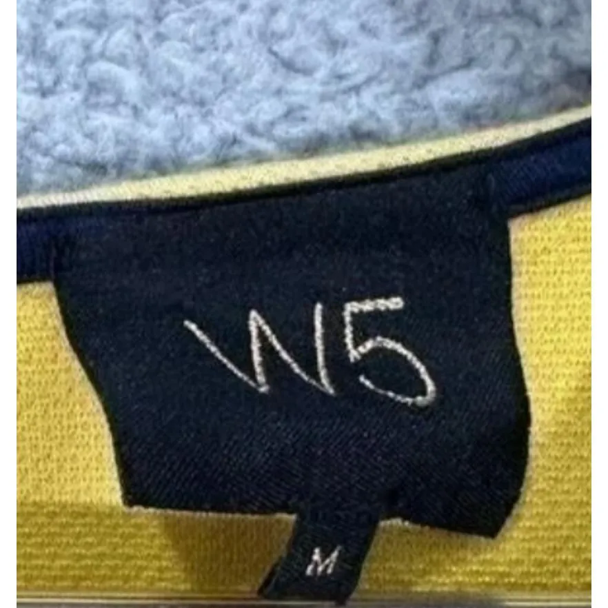 W5 Textured Dot Knit Top‎ Women M Yellow Retro Mod Preppy Pop Art Minimalist - Image 2