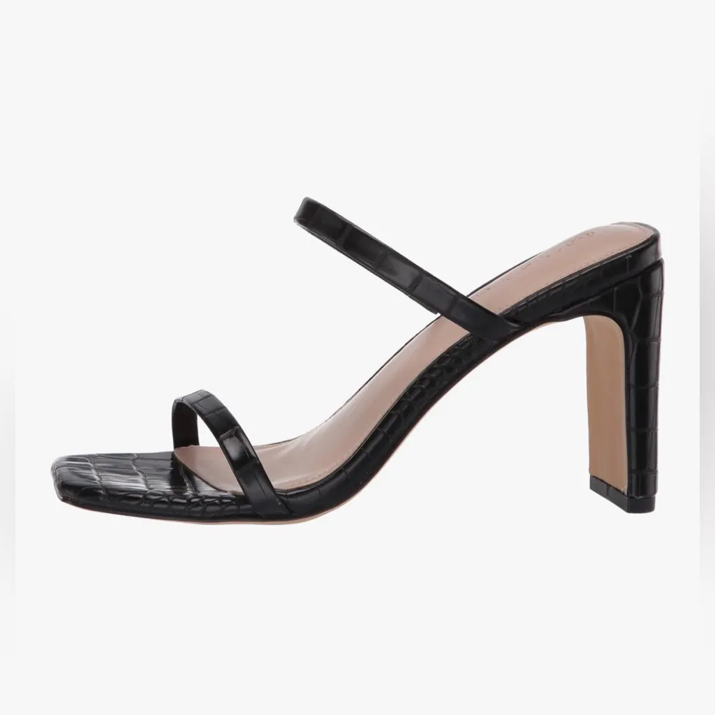 NEW The Drop Avery Square Toe Two Strap High Heeled Sandal 8 $55 Black - Image 7