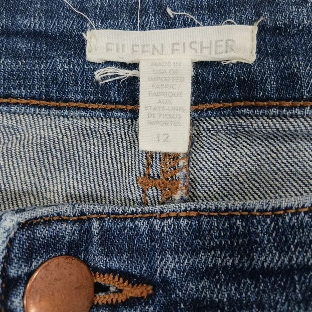 J1033 GUC $178 Eileen Fisher 98% Organic Cotton Jeans sz 12 - Image 2