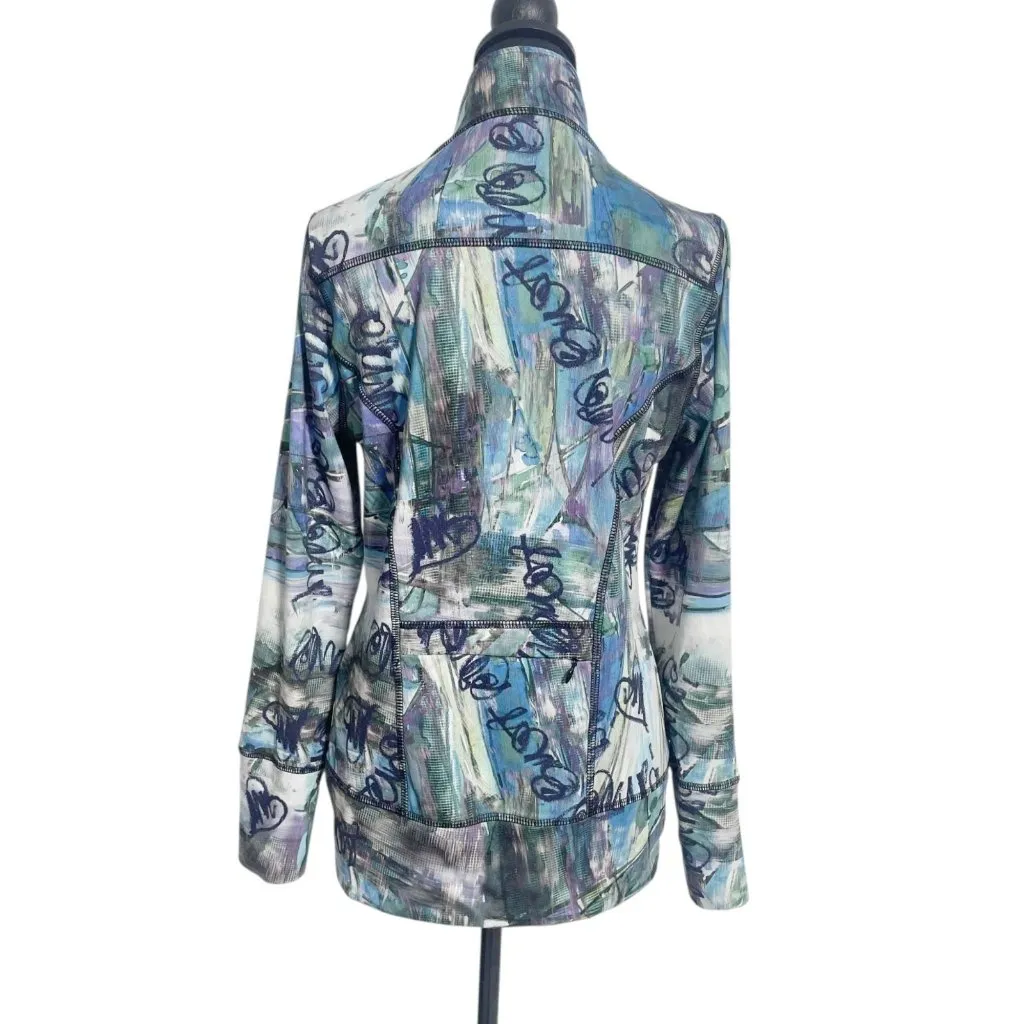 SnoSkins Size Medium Top Blouse Full Zip Jacket Abstract Lagenlook - Image 6