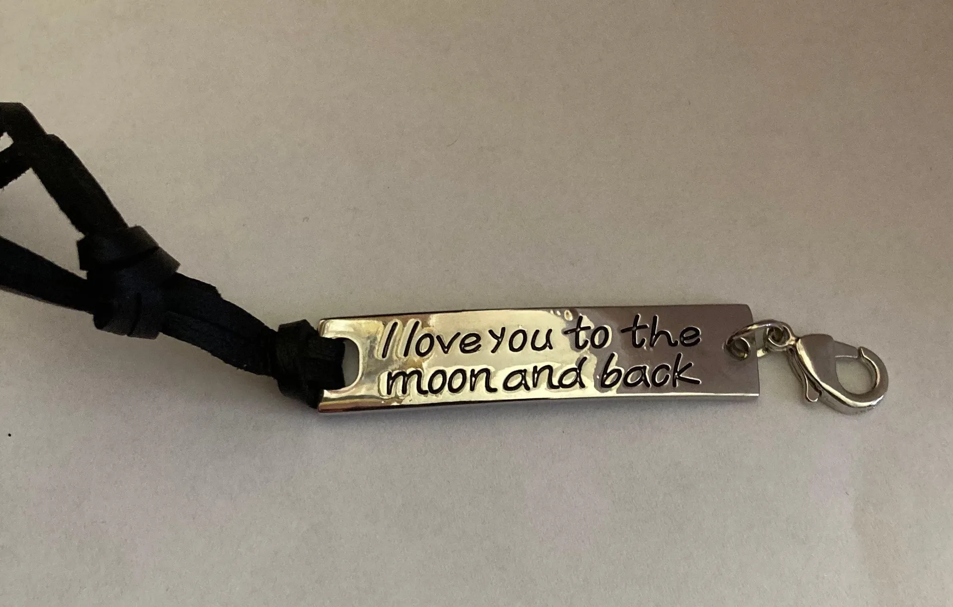 I love you to the moon and back leather bracelet Black - Image 2