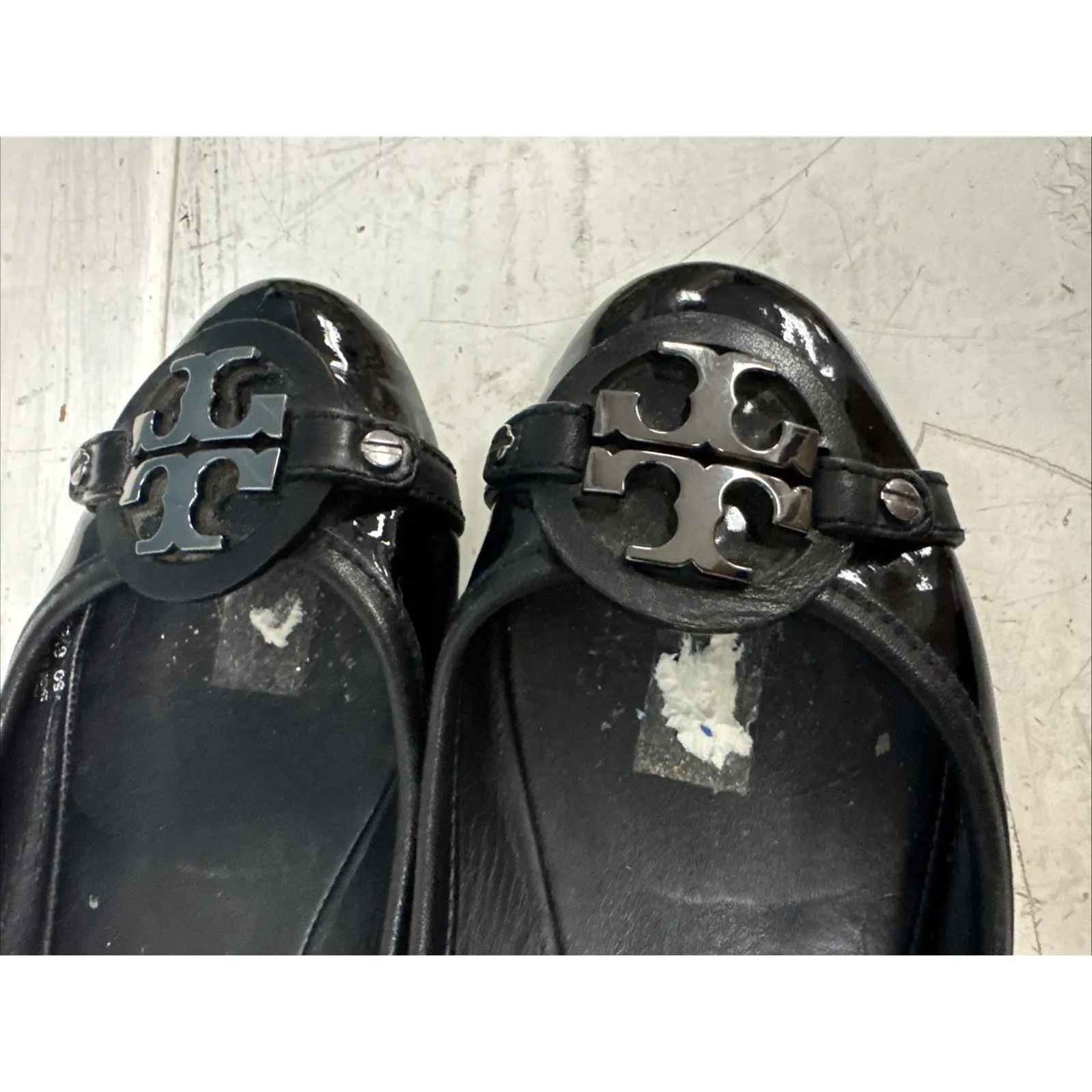 TORY BURCH Women's‎ Black Patent Leather Ballet Shoes Loafers Logo Size 6.5 - Image 5