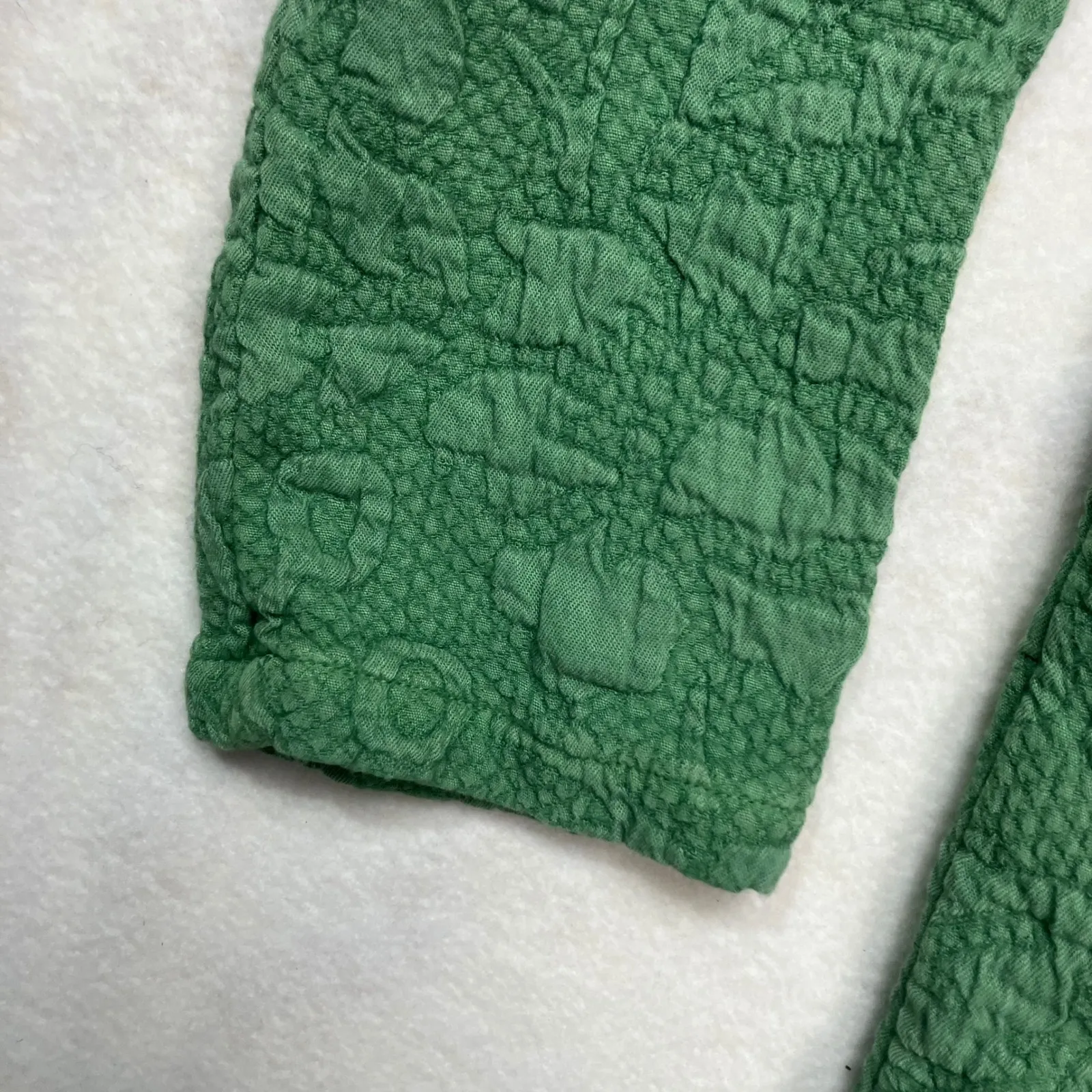 Soft Surroundings Textured Floral Button Front Jacket Green Small USA‎ Made - Image 4