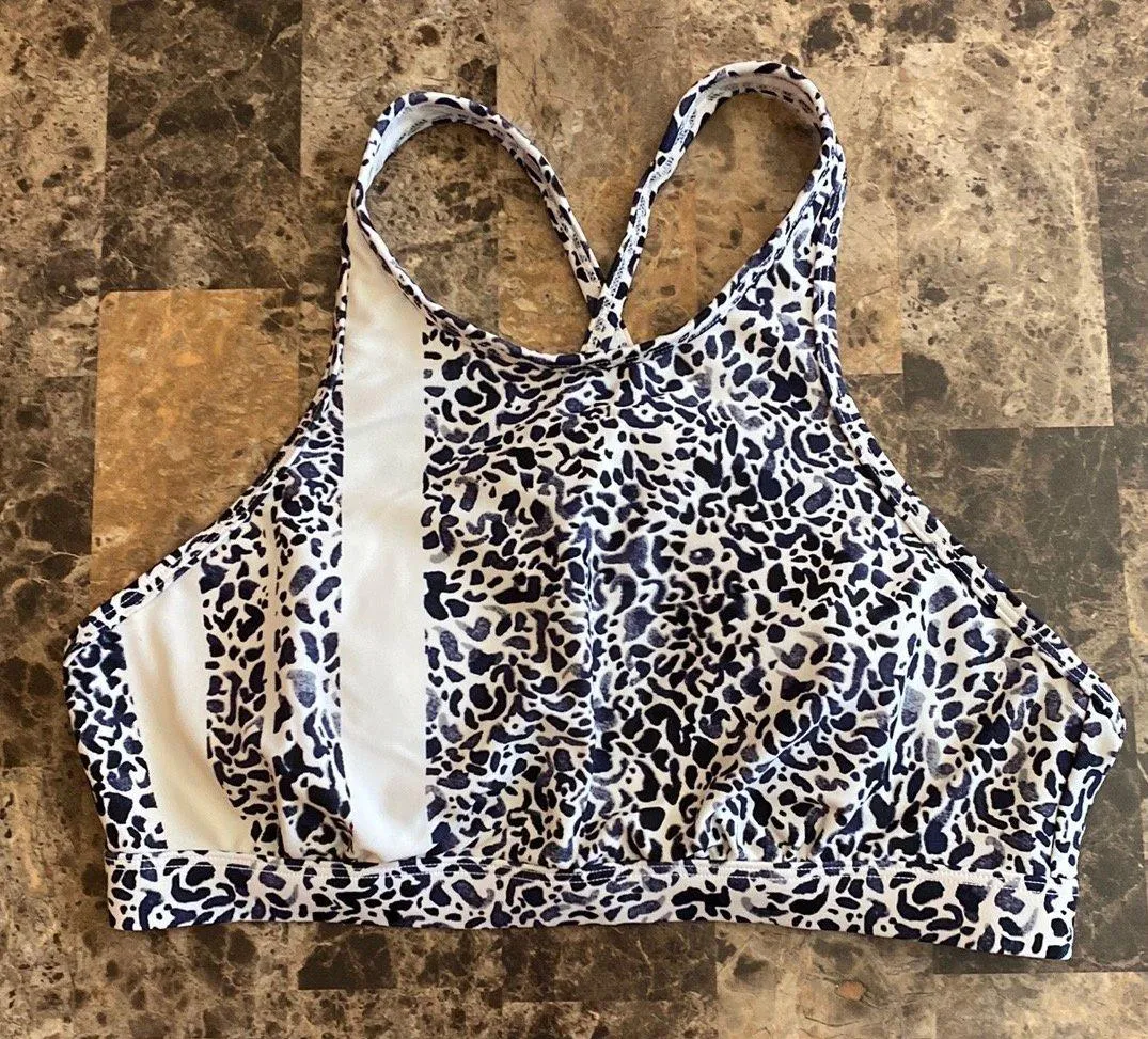 Zimbabwe High Neck Swim Bikini Top Leopard Print - Image 4