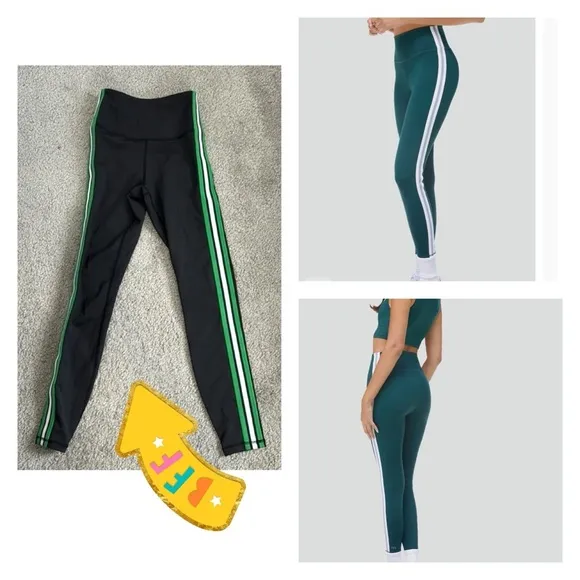 IVL Collective HYDRALUX STRIPED LEGGING high waisted black green stripes Size 2 - Image 2