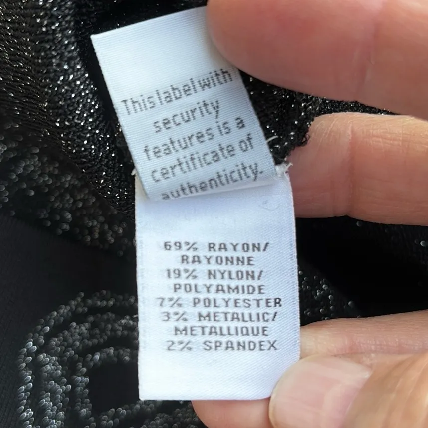 Like New Diane Von Furstenberg Knit Body Con Dress Black Silver Knot Small - Image 10