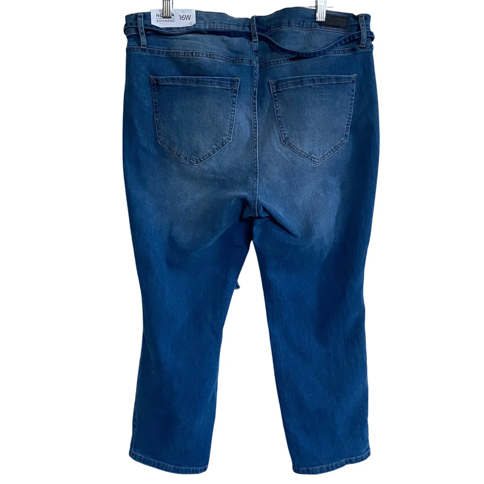 Nicole Miller Nolita Boyfriend Jeans‎ with Tie High Rise Stretch Blue 16W NWT - Image 2