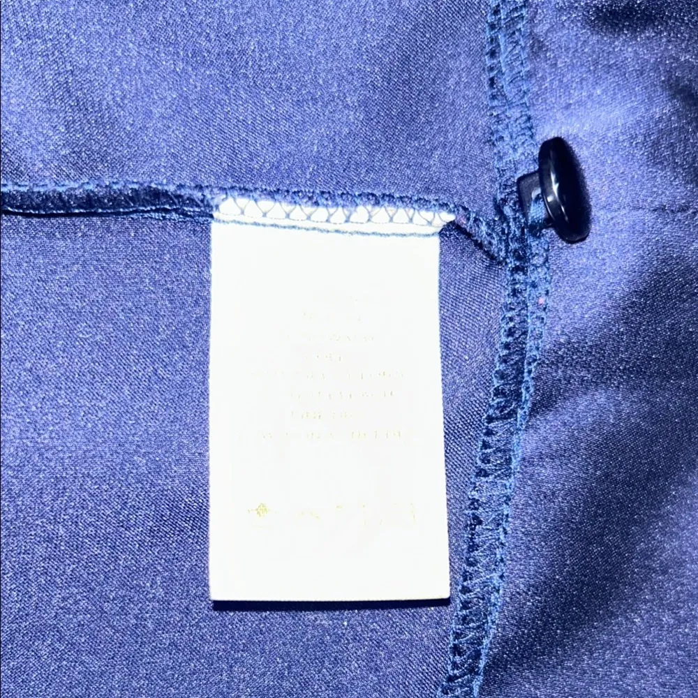 NY Collection Blue Tie Front Bib Collar Blouse - Image 8